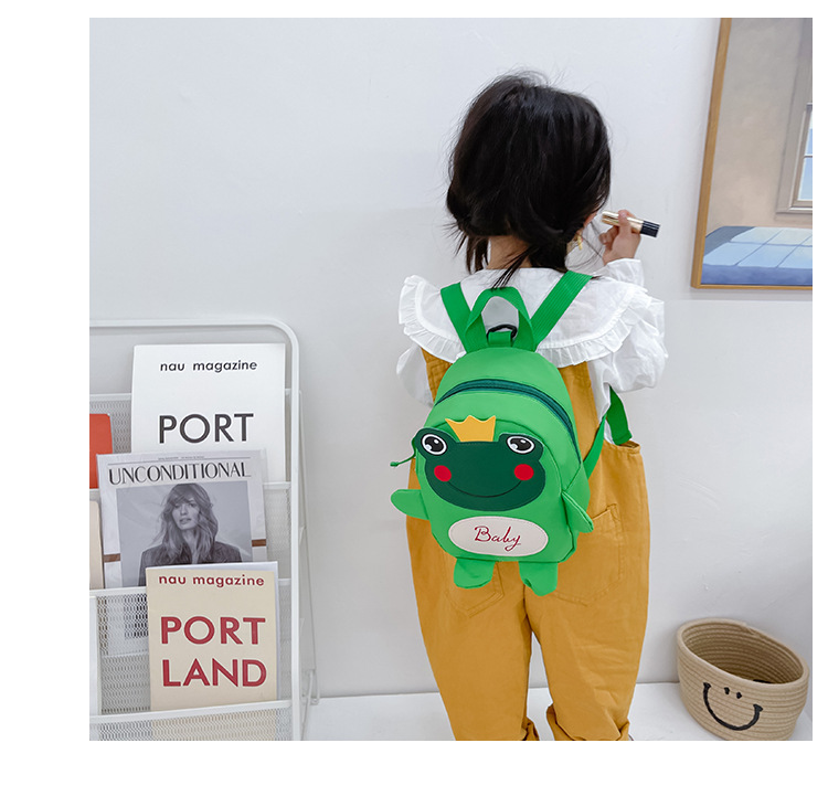 Kindergarten schoolbag for children, boys and girls, 1-3-5 years old, anti-wandering rope, cute frog, double-shoulder baby small backpack undefined