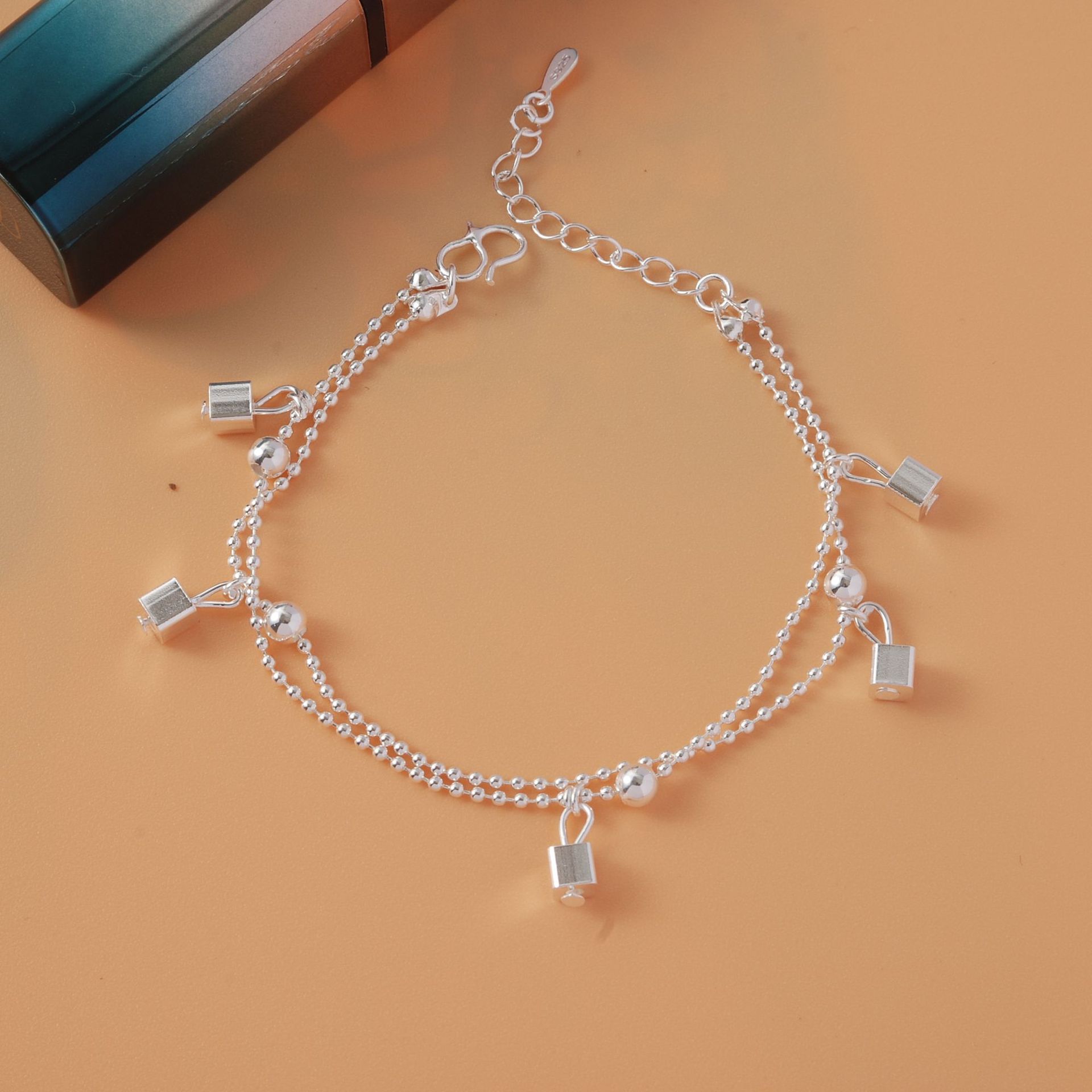 Pulsera chapada en plata para estudiantes que conserva el color, pulsera sencilla para mujer, joyería de mariposa estrella coreana, regalo de moda SL46, caja de doble capa