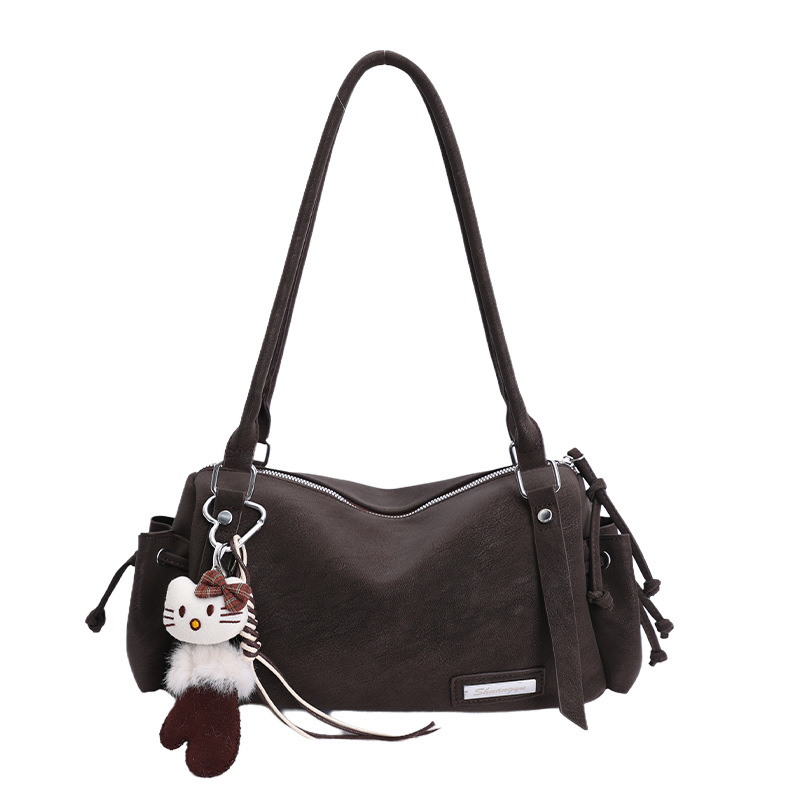 Niche Large Capacity Baguette Bowling Bag For Women, High-End Vintage Underarm Bag For Winter Commuting Shoulder Bag - Thumbnail 5