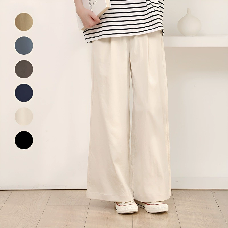 В наличии Rakuten, новые летние женские повседневные брюки, прямые брюки с драпировкой, свободные миниатюрные утягивающие длинные брюки с высокой талией