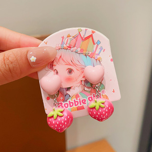 Children's Earrings Baby Cartoon Ear Clip 2024 New Princess Earrings Accessories Little Girl Fruit Flower Ear Jewelry