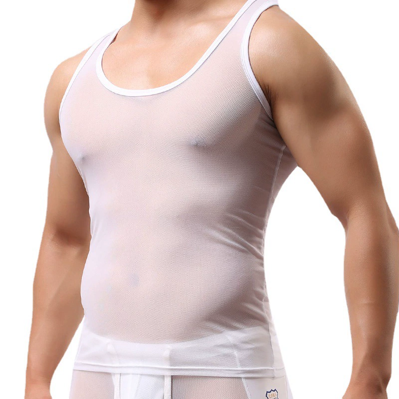 Ультратонкий мужской топ без рукавов, sexy, быстро сохнущее бельё