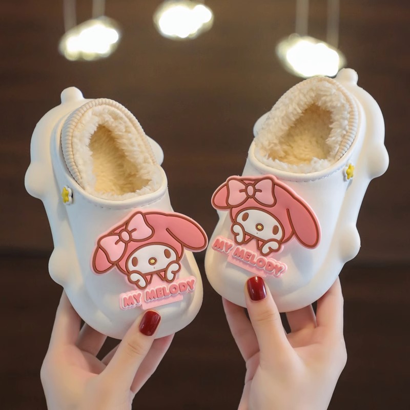 Sanrio niños Zapatillas de algodón nuevo invierno niños y niñas interior casa bebé suave Fondo cálido felpa Zapatillas de algodón