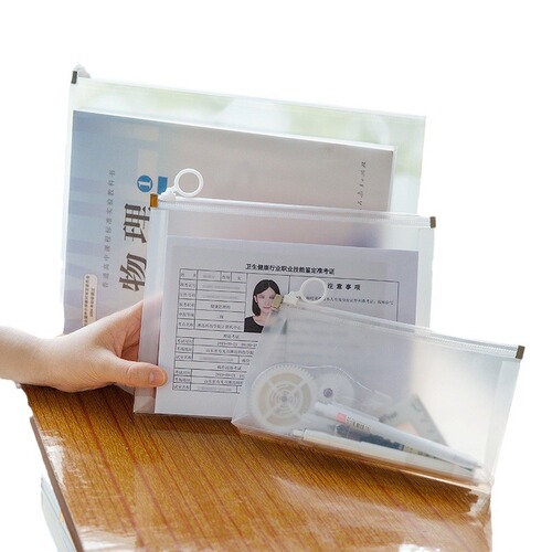 Thickened transparent three-dimensional document bag A4 zipper bag student examination storage bag office supplies information folder