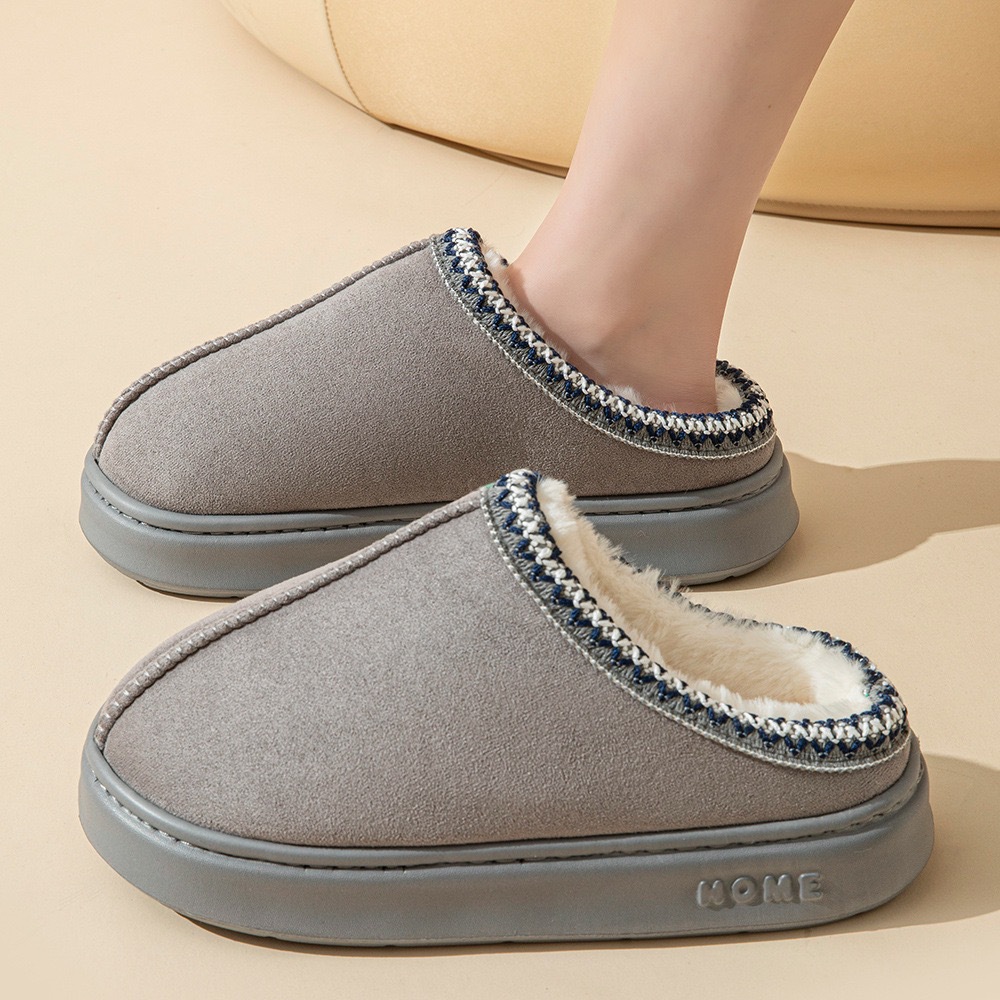 Platform Fluffy Slippers in Khaki