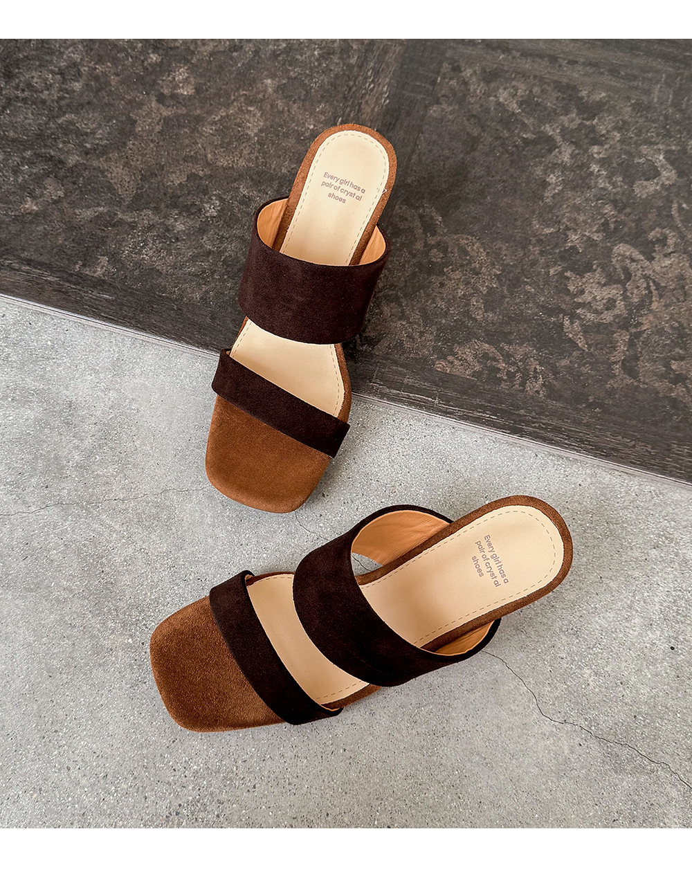 Sandal cao gót nữ quai ngang da bò lật gót 7 cm phong cách nghỉ dưỡng — màu nâu chi tiết 15