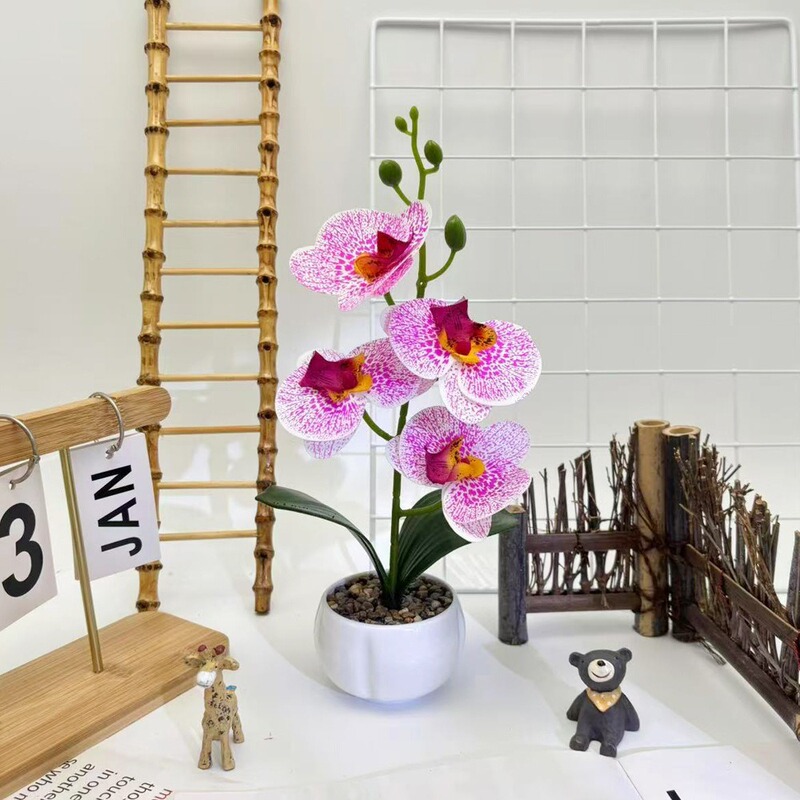 クロスボーダーのシミュレーション胡蝶蘭盆栽花付きデスクトップ装飾プラスチック造花盆栽撮影植木鉢置物花頭|undefined