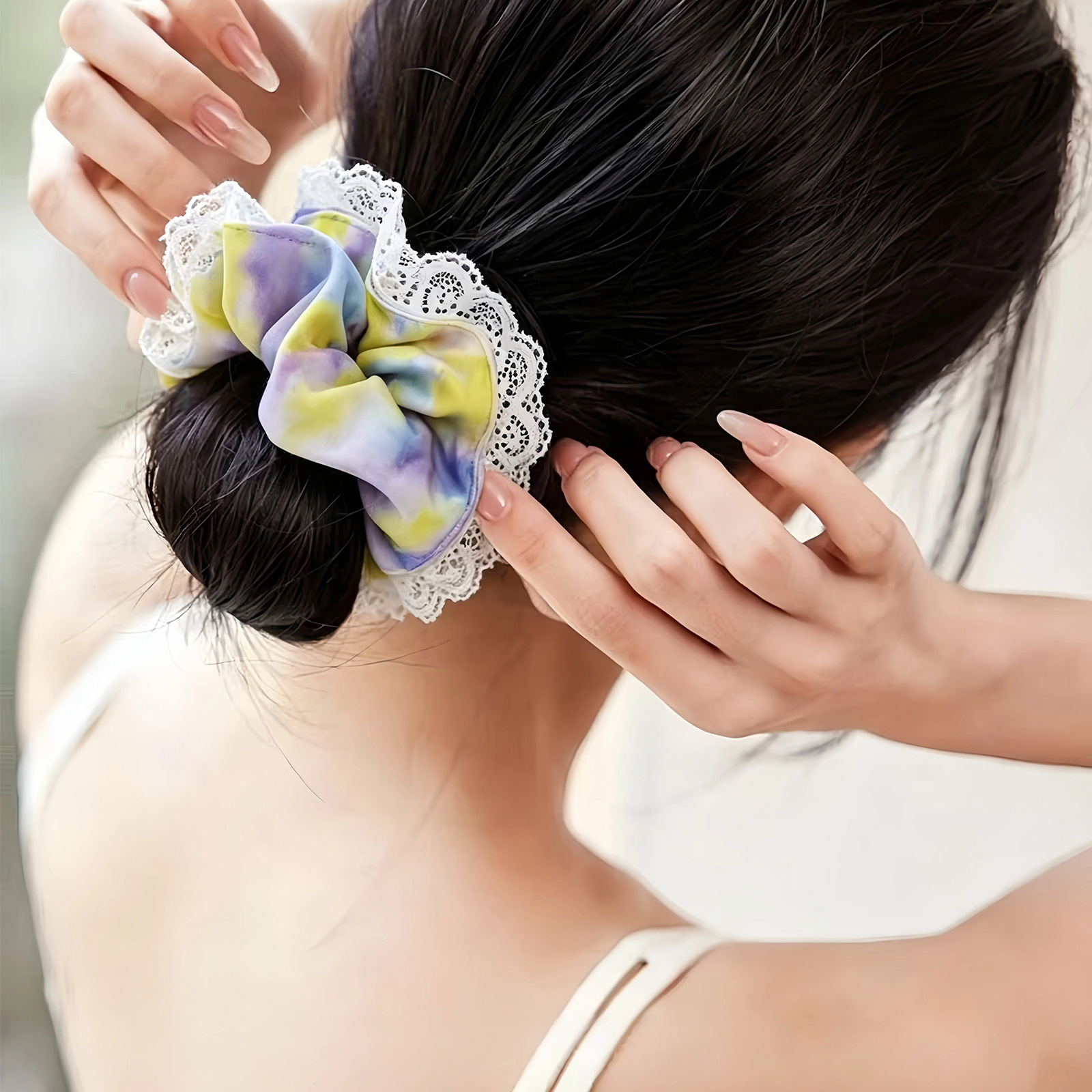 Yoga Hair Tie for Women with a High-End Feel, 2026 New Large Printed Scrunchie for Summer Bun Hairstyles