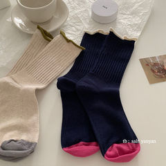 "Love the atmosphere of life" Spring and summer new color-matching socks for women, Korean INS curved edge