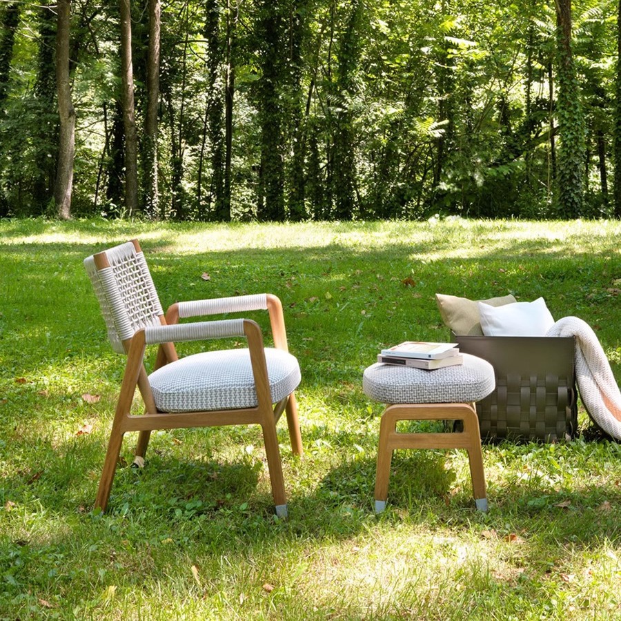 Sofá al aire libre terraza de hotel jardín patio terraza diseñador de madera maciza tela de caña de tres piezas de teca muebles casuales image 12