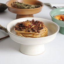 玖田烧陶瓷高脚盘子高颜值水果盘好看特色餐厅糕点零食托盘家用碟