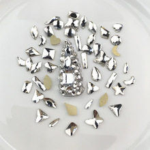 跨境美甲鑽石飾品白色迷你平底鑽混裝美甲異形鑽小號批發指甲貼