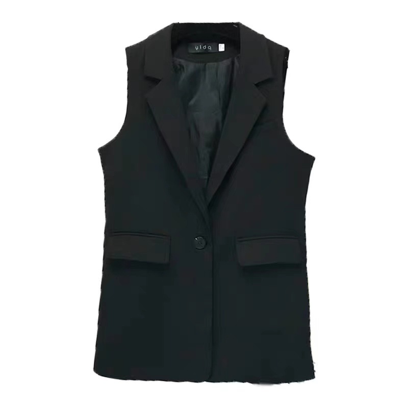 Traje chaleco abrigo de mujer estilo coreano medio-largo pequeño chaleco sin mangas más tamaño Chaleco de primavera y otoño Chaleco de mujer ropa exterior