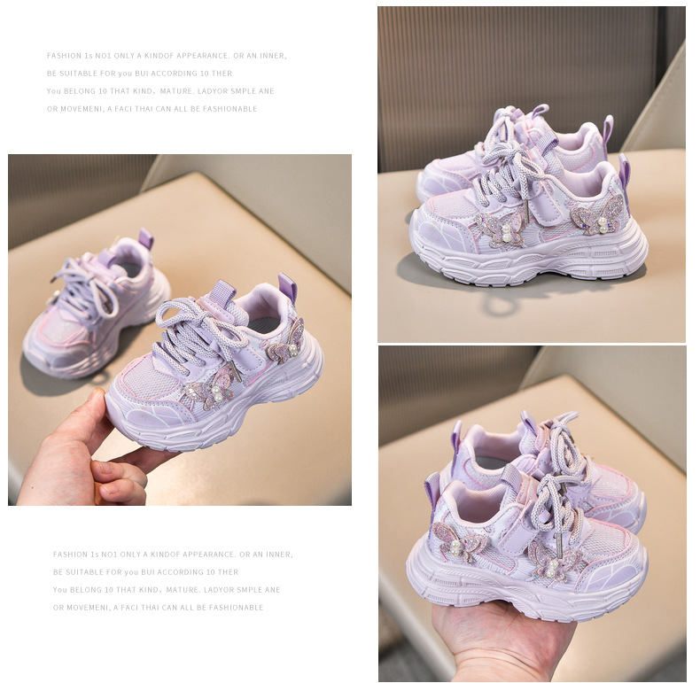 Girls' Breathable Mesh Athletic Sneakers For Spring And Autumn_voghion.com