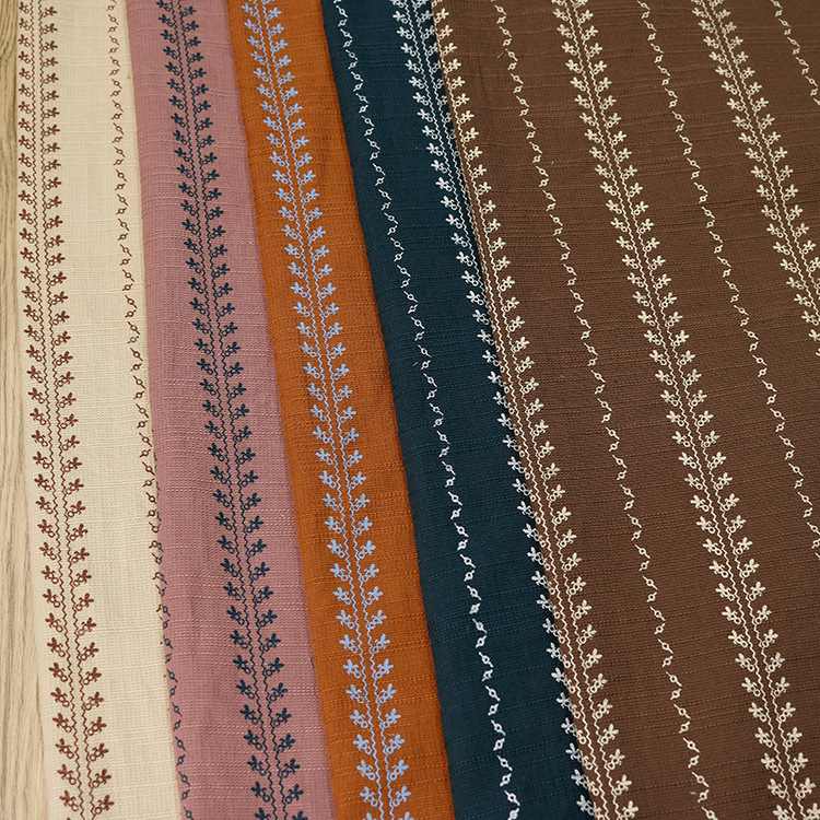 秋冬新款民族风复古条纹碎花双层水洗棉布 秋冬加厚竹节棉碎花布