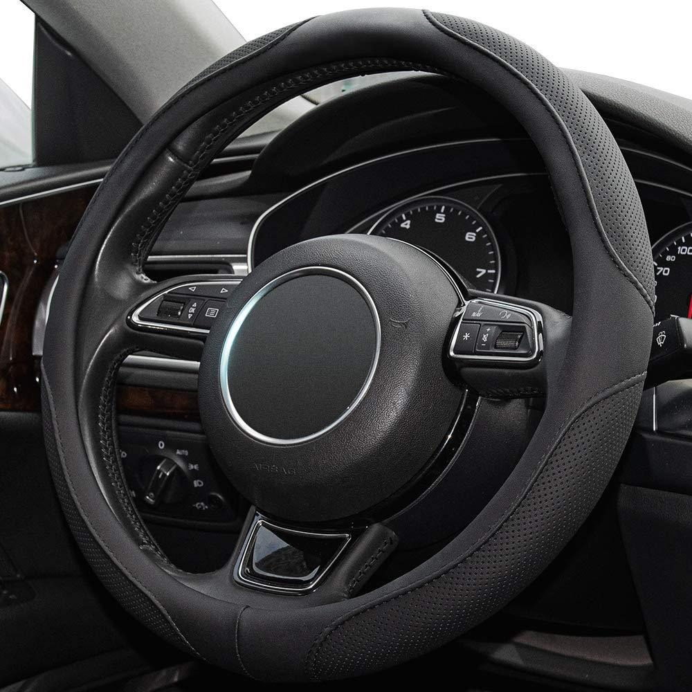 Microfiber steering wheel cover 14.5-15 inch non-slip breathable odorless universal car steering wheel protection