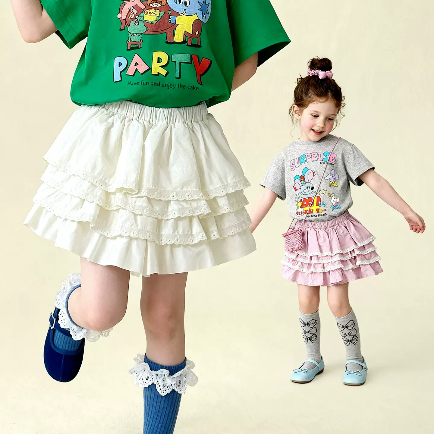 童贝童装2026夏季新款女童半身裙多层蕾丝甜美清新百搭半身蛋糕裙