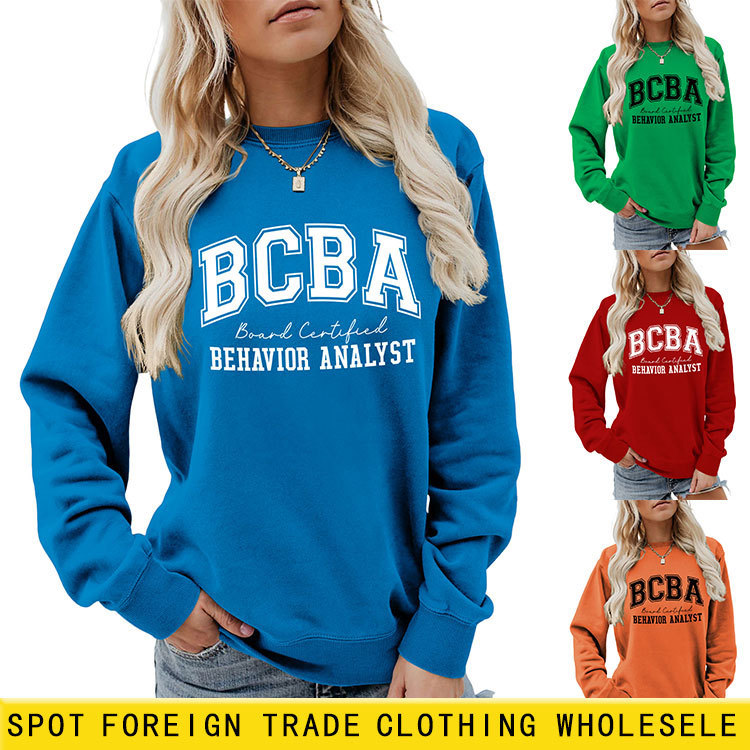 Amazon ebay fashion trend all-match bcba board certified women round neck sweatshirt sweater