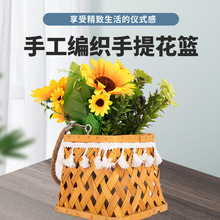 编织花篮柳编草编篮厂家直销手提花篮藤编伴手礼跨境花蓝花盆
