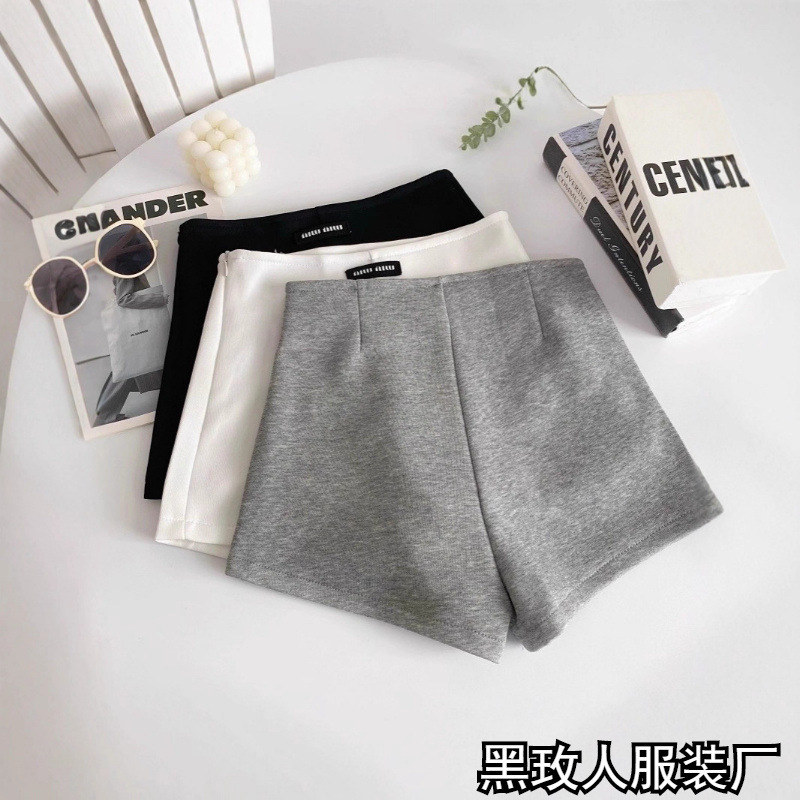 Fashion Trendy Women's European and American High-Waisted Shorts Hot Girl Solid Color Tight-Fitting Hip-Hugging Fashion Base Sports Yoga Hot Pants