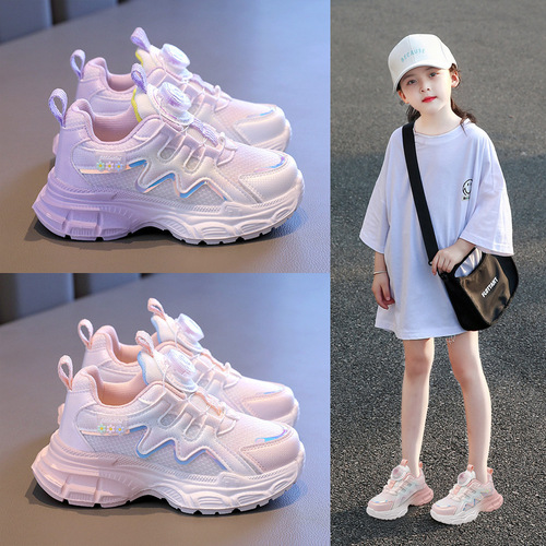 Girls 'princess shoes Girls' sneaker Spring and Autumn New style primary school students 'shoes all-matching mesh breathable children's daddy shoes