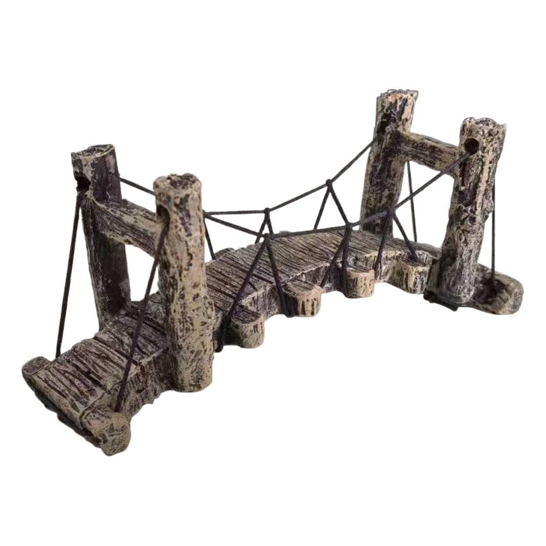 Puente de suspensión de simulación de puente pequeño al por mayor para paisajismo de acuarios, puente de cuerda, puente de resina transfronterizo, puente de araña decorativo, puente de arco, puente de cable para paisajismo