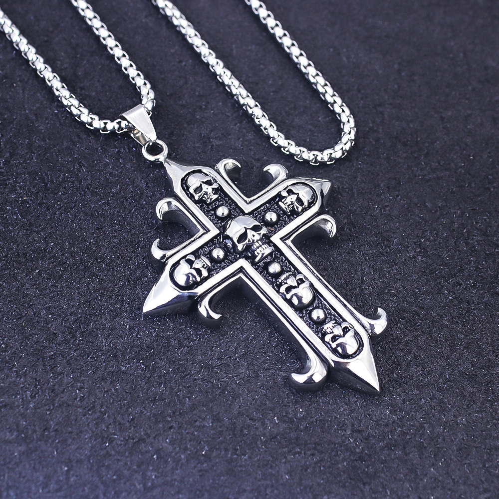 Men's Vintage Skull And Tiger Head Chain Necklace For Men_voghion.com