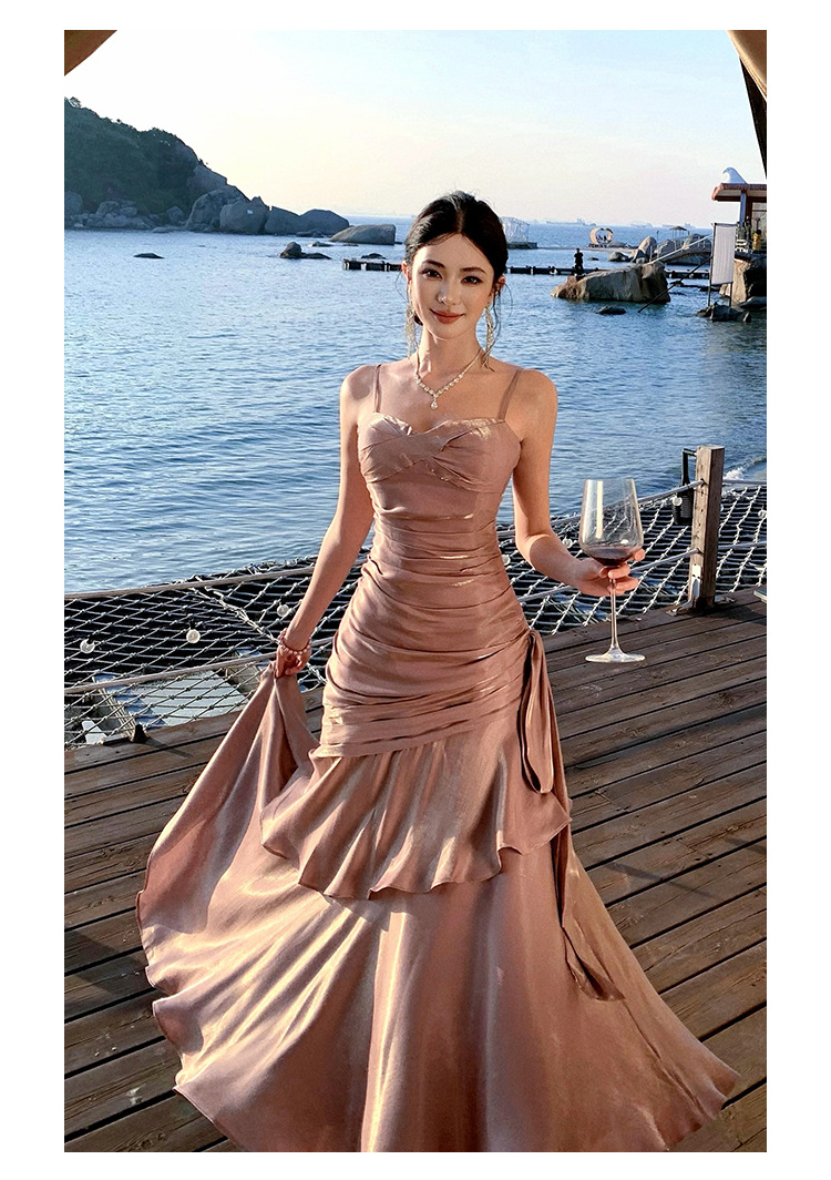 Maxi Long Dress Dress Length Type Wholesale Women's Elegant Streetwear Solid Color Evening Party Cocktail Party Strapless Sleeveless Strap Dress Party Dress
