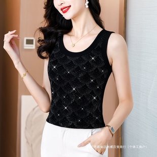 Women's Vest New Black Sling Sleeveless Base Shirt Spring and Autumn Suit Inner Base Shirt Summer Small Shirt for Women