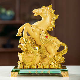 2026马年绒沙金马摆件工艺品生肖金马保险开门红商务年会酒会礼品