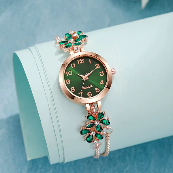 2026 New Model High-End Floral Design Diamond-Encrusted Women's Watch, Niche Luxury, High Aesthetic Value, Drawstring Bracelet Watch