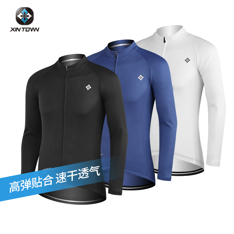 Processing and Customization Xintown Xingheng Cycling Clothing Pure Color Long-Sleeved Tops with Labels Oem Cross-Border Hot Sale