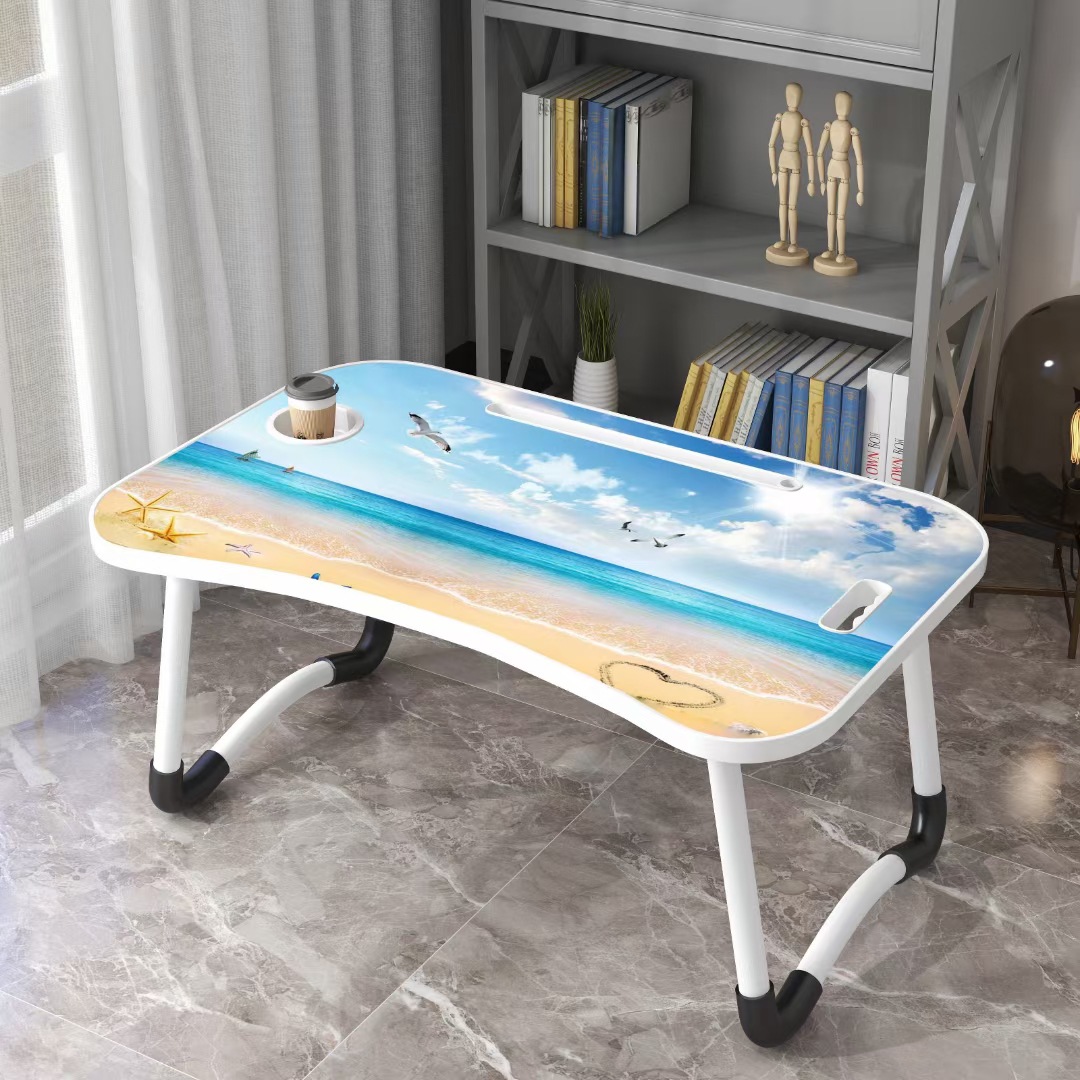 Back to School Season Bamboo Pen Slot Desk Laptop Tray with Handle Bed Desk Foldable Laptop Desk Simple and Elegant Computer Desk