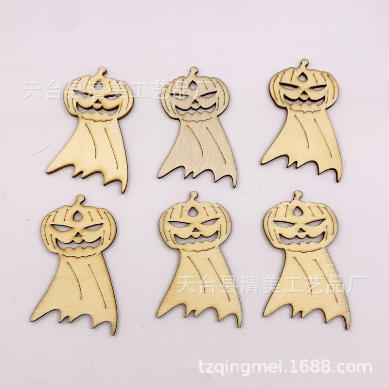 Halloween Calabaza Pieza de madera Hogar creativo Madera Natural Fiesta Artesanía Decoración Artesanía 20 piezas/paquete