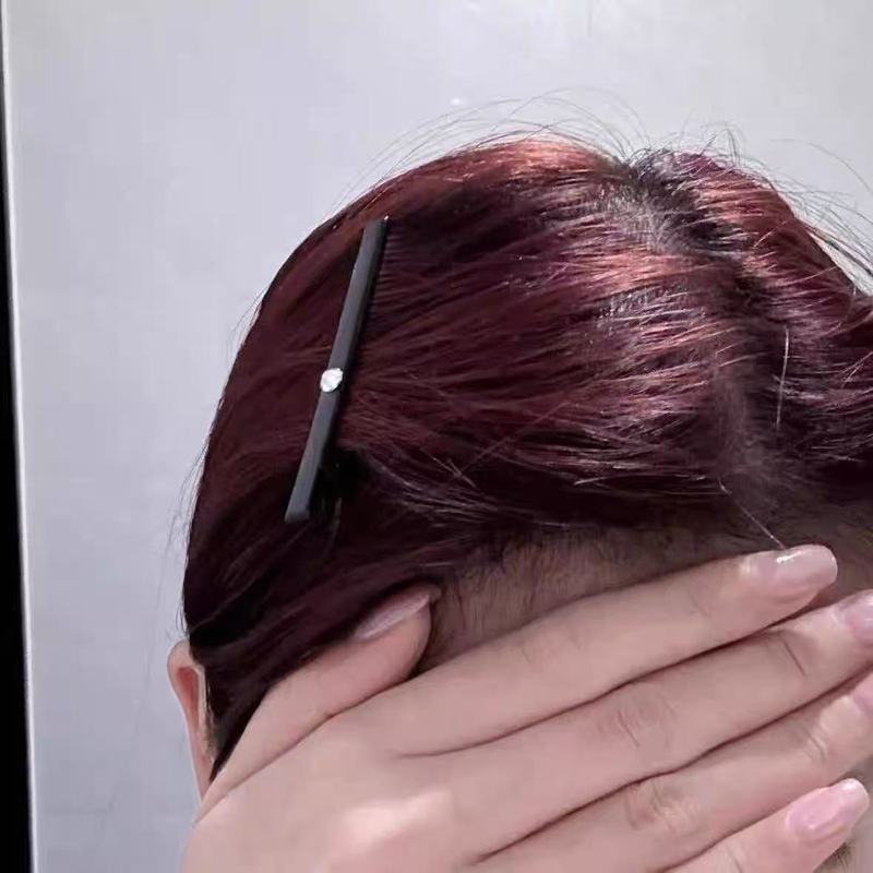 发财宅女同款黑色单钻发夹一字夹韩系ins简约百搭鸭嘴夹发卡夹子|undefined