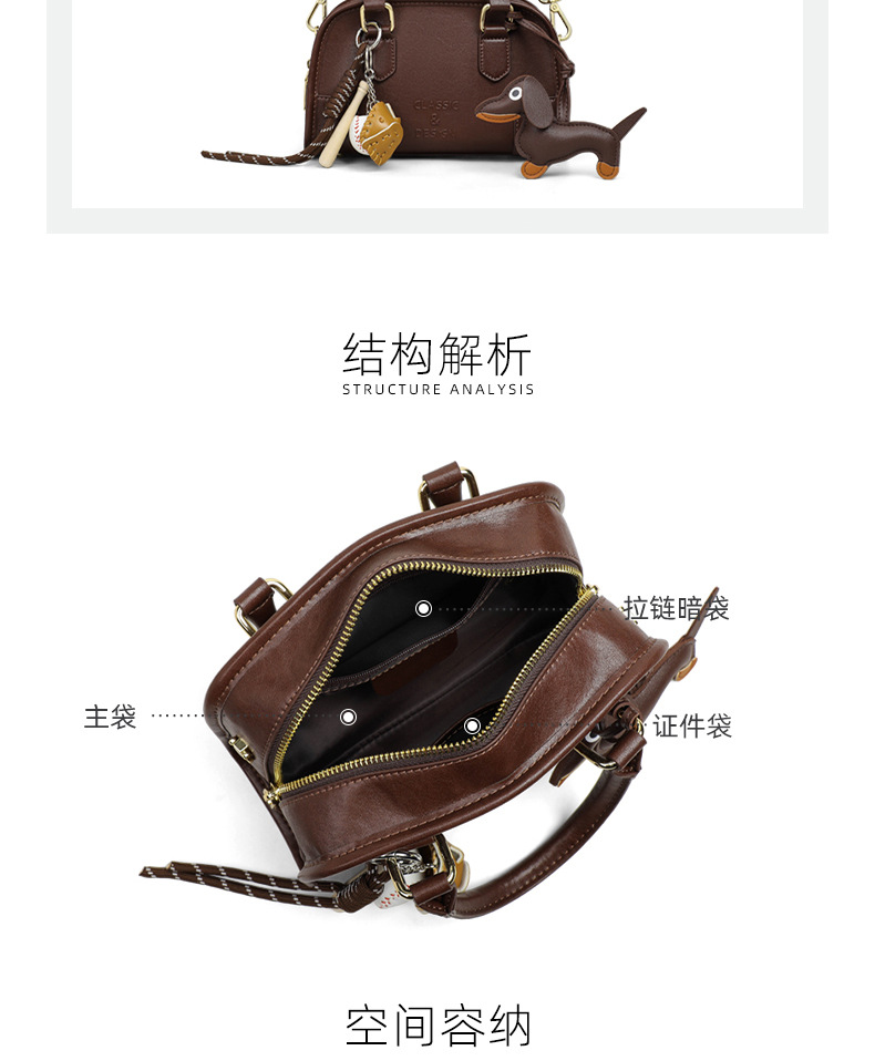 Túi xách tay nữ da cứng phong cách vintage, quai đeo vai và đeo chéo — màu cà phê chi tiết 13
