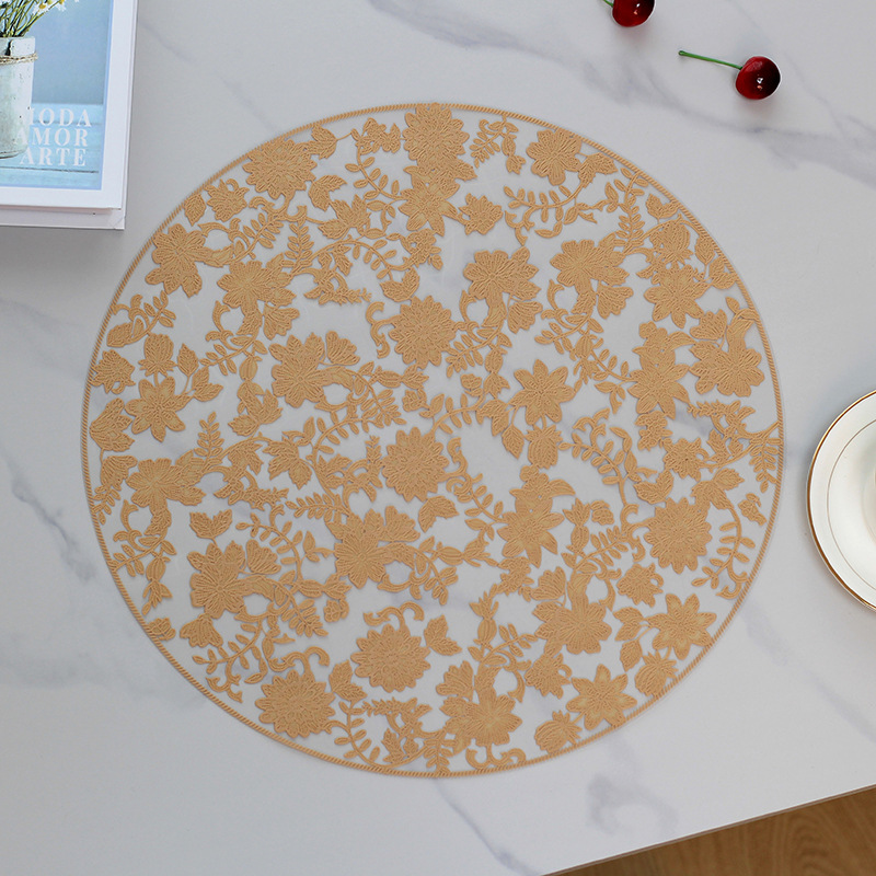 Factory direct PVC table mat hard piece three-dimensional pattern cross-border light luxury ins wind high temperature resistant mat film mat