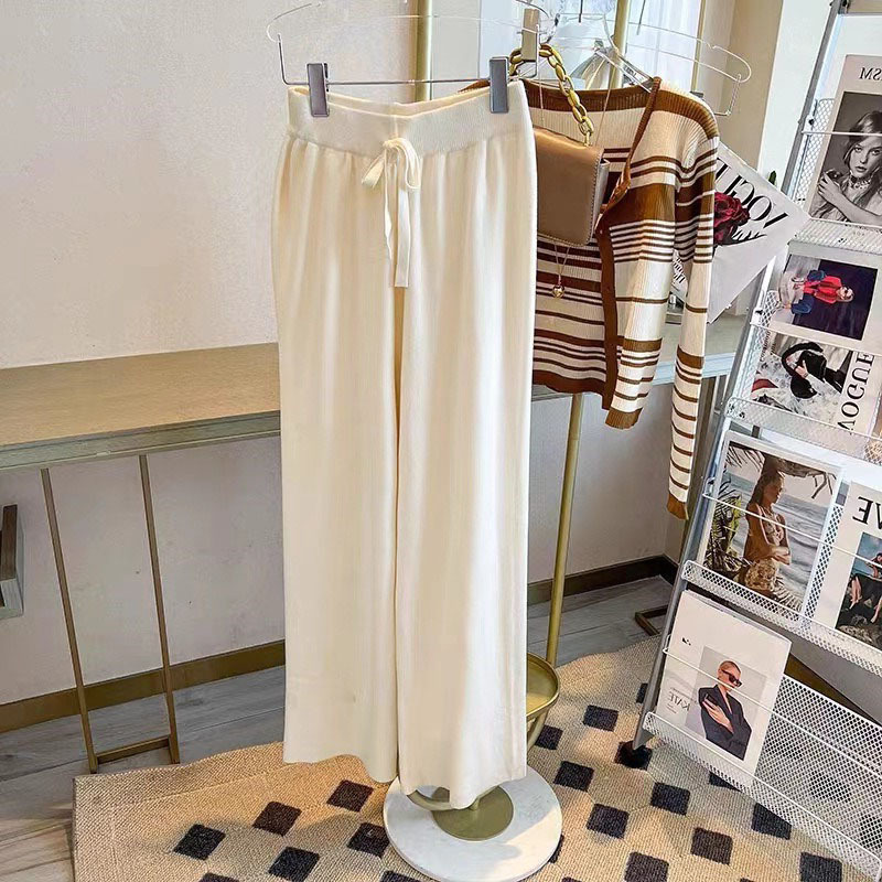 24 invierno Puyuan 2024 otoño y invierno nuevo cintura alta correa pantalones de piernas anchas camiseta de punto suelta