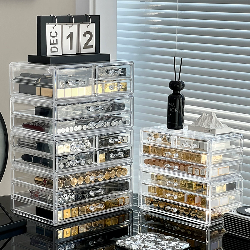 Table lipstick, acrylic storage box, transparent lip gloss, cosmetic dressing table