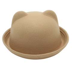 Amazon wholesale round top JK hat college style children's jazz hat Teddy bear felt hat cute sun hat parent-child