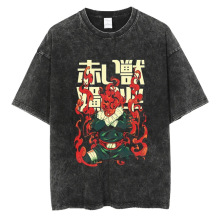 Hip Hop Setwear Men Washed T-Shirt Anime 2025 Graphic