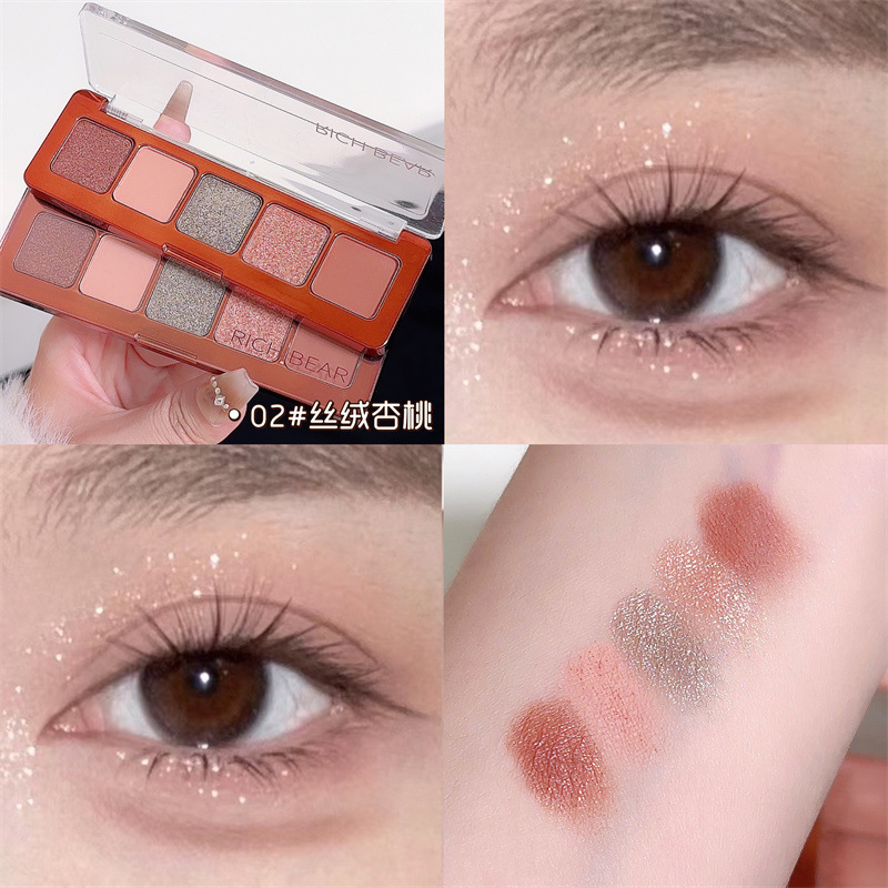 Sombra de ojos de cinco colores Rich Bear, puré de papas fino y nacarado fino en polvo, sombra de ojos de color tierra barata al por mayor