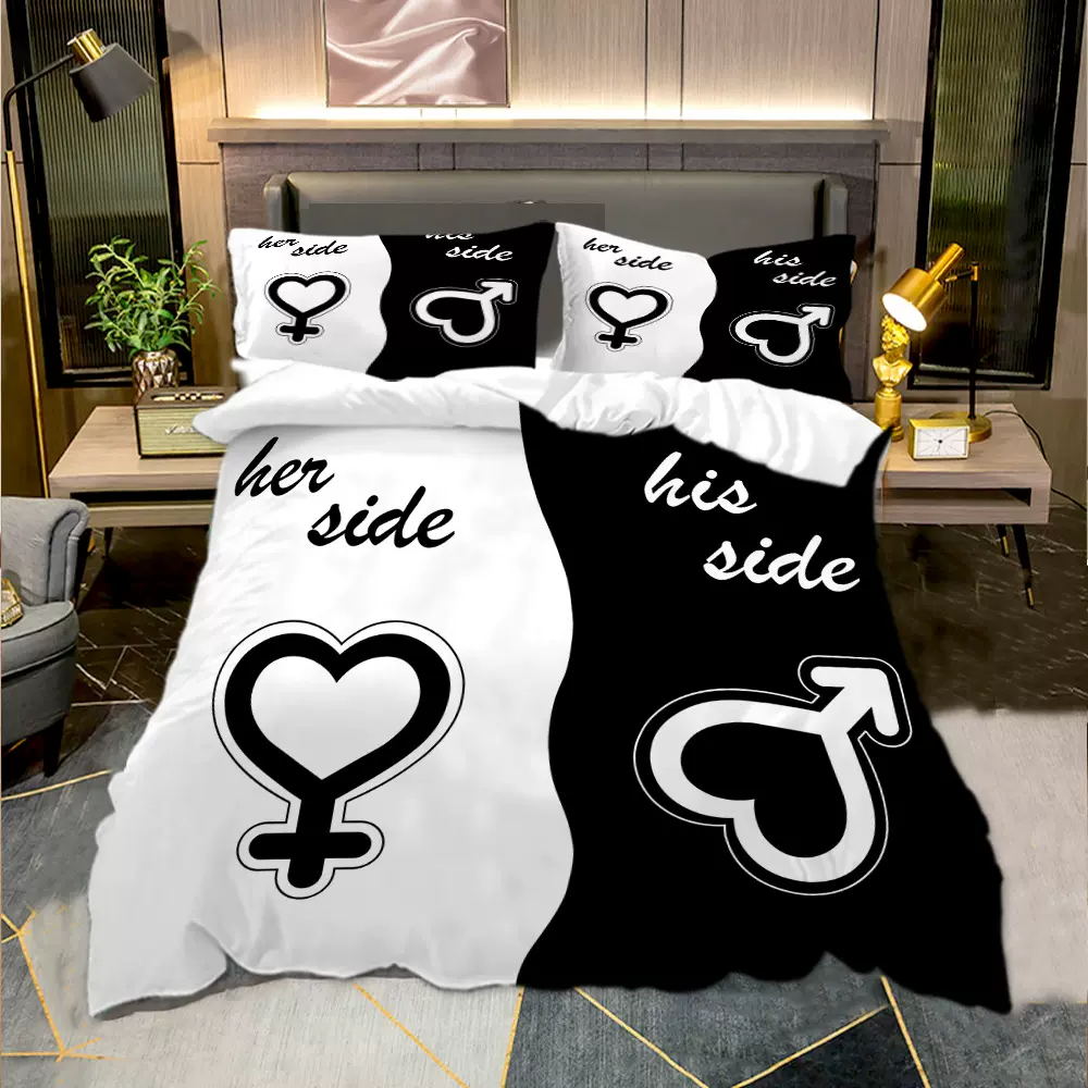 跨境热销款家纺床上用品三件套3D数码印花床单枕套磨毛布一件代发