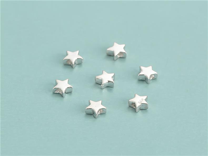 S925 Sterling Silver Plain Silver Bead Accessories Mini Star Beads DIY Beaded Rope Bracelet Jewelry Material Bag