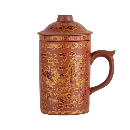 Yixing Zisha Teacup with Lid and Filter, Men's Teacup, Host Cup, Household Office Cup, Single Tea Cup