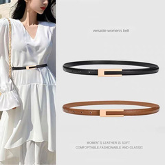 Belt black retro small belt women's simple classic all-match belt thin matching skirt shirt suit trouser belt thin style