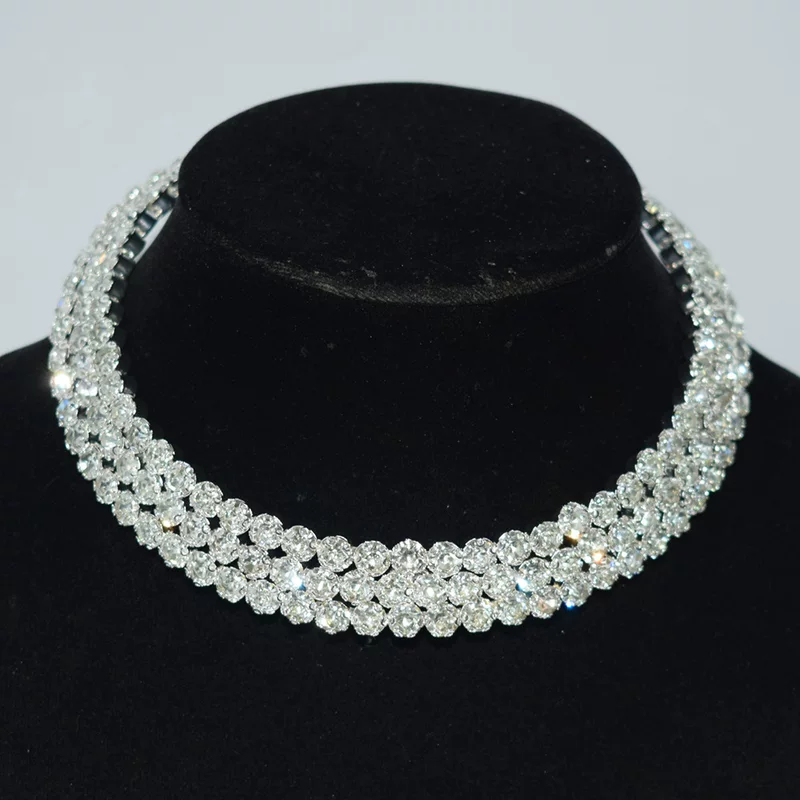 Колье невесты Tecan Diamond с выпуклыми 3 ряда, для женщин, украшение для подиума XL-2031