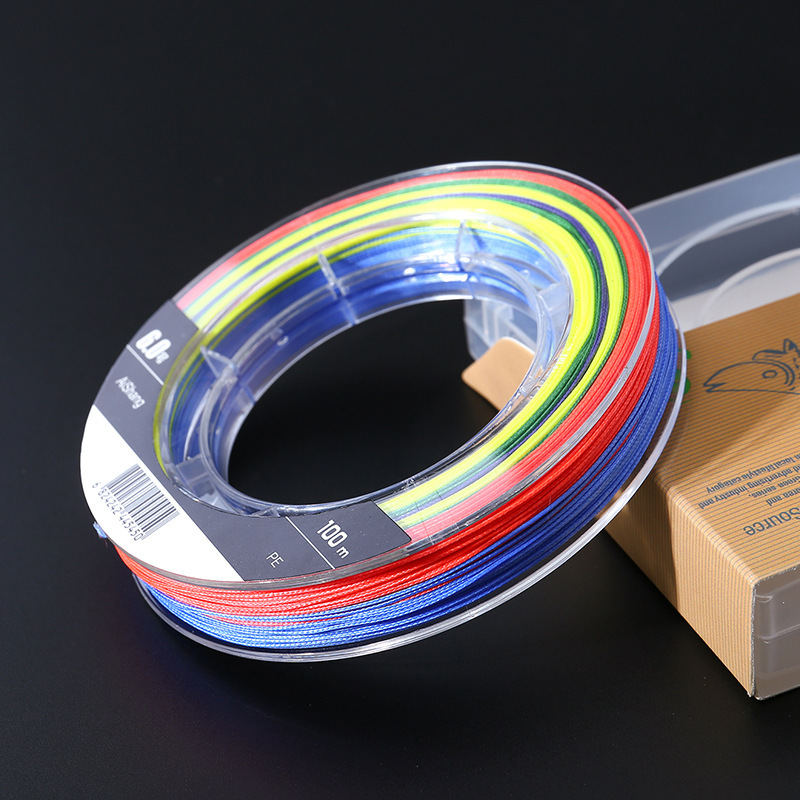 Línea de pesca colorida línea de pesca de caballo fuerte de ocho tejidos 100 m 10 m un color LÍNEA DE PE 8-tejido caballo fuerte alta potencia en stock