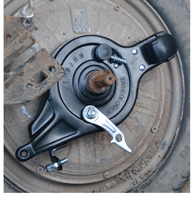 Universal Electric Bicycle Rear Brake with Lock, Electric Scooter 90/100 Type Brake Lock Device, Brake Pads
