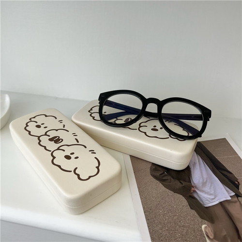 Original model!  Ins style cute bear glasses case cream portable anti-pressure glasses storage box couple model